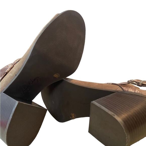 Arturo Chiang Bootie Peep Toe Upper Leather Snake Pattern Brown Taupe Size 9.5 - Picture 8 of 10